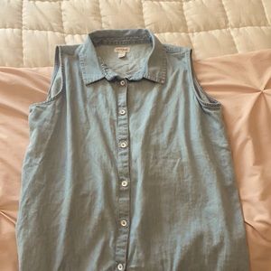 Sleeveless jean button down for girls size 14/16